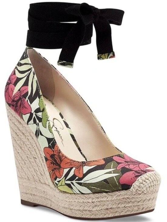 Jessica Simpson Shoes - Jessica Simpson Women's Zexie Canvas Wrap Wedge Heels in Multi Size 6.5 Medium